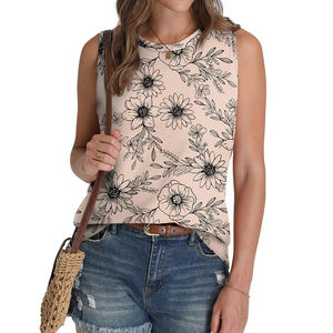 เสื้อกล้ามผู้หญิงใส่ออกกำลังกายสีพื้นผ้าฝ้าย/เส้นใยไม้ไผ่ฤดูร้อน - Product Image 3