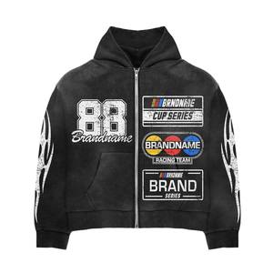 Sweat à capuche zippé pour homme en coton sport, 100% matière polaire respirante de haute qualité, logo brodé personnalisé, écologique - Product Image 2