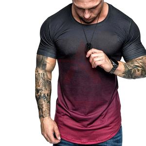 เสื้อยืดไล่ระดับสีทันสมัยของผู้ชายเสื้อ100% ผ้าฝ้ายแขนสั้นทรงหลวมระบายอากาศเป็นมิตรกับสิ่งแวดล้อม - Product Image 1