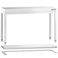 Table de centre commerciale en acier inoxydable PREMIUM - 1200x700mm - avec étagère inférieure - avec renforts croisés