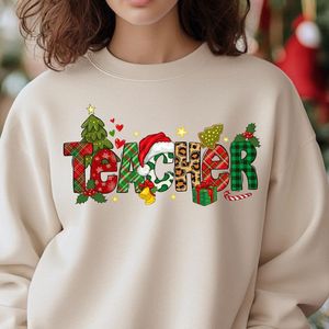 Sudadera festiva de Navidad para maestros | Lindo jersey de vacaciones para mujeres | Top gráfico de Feliz Navidad | Camisa de invierno acogedora para profesores - Product Image 4
