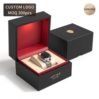 Boîte d'emballage de montre de luxe personnalisée, boîte cadeau en carton rigide noir, fermeture magnétique, logo OEM, MOQ 300