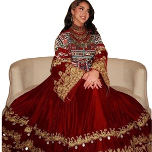 ชุดเดรส Afghan kuchi สำหรับงานแต่งงานของผู้หญิงชุดเดรสสไตล์เรียบง่ายมีซิปตกแต่งด้วย - Product Image 1