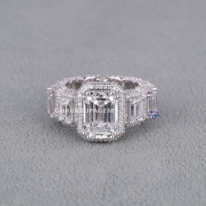 Personalizado completo Moissanite diamante 925 plata esterlina redondo y corte esmeralda accesorios de claridad joyería de moda anillo de Hip Hop - Product Image 1