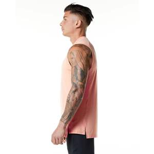 Débardeur à col haut premium pour hommes 100% coton coupe fuselée sans manches amélioration du physique coupe emmanchure torse allongé effronté décontracté - Product Image 3