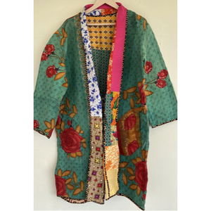 Chaqueta Reversible Acolchada Kantha Vintage para Mujer, Blazer Rosa con Bordado de Patchwork, Relleno de Algodón para Otoño, Chaqueta Corta Personalizada - Product Image 2