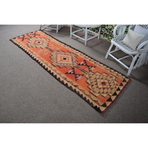 Alfombra de 2.8x8.5 pies, Alfombra Turca Vintage, Alfombra Ombr Naranja - Product Image 4