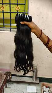 Vente en gros de cheveux humains indiens naturels bruts non transformés à cuticule alignée Remy trame double machine à ondulation profonde douce - Product Image 6