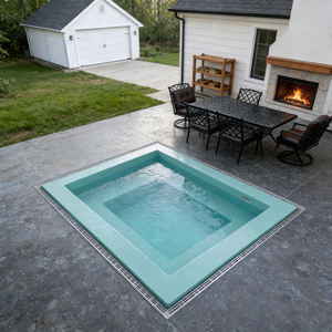 Piscina de acrílico cuadrada para patio trasero, mini piscina para jardín de villa con asiento, piscina spa para exteriores - Product Image 5