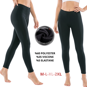 Leggings Térmicos para Mujer, Cintura Elástica de Alta Elasticidad, Color Negro Sólido, Pantalones Largos, Tallas M-2XL - Product Image 1