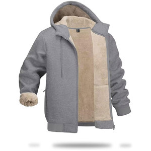 Veste à capuche chaude pour homme en sherpa, polaire épaisse, zippée, 100 % coton, imprimé personnalisé, respirante, délavée à l'acide, 440g - Product Image 6