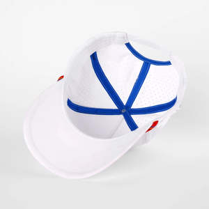 Casquette de baseball en caoutchouc imperméable, 5 panneaux, sportive, personnalisée, blanche, perforée, snapback, polyester, unisexe - Product Image 2