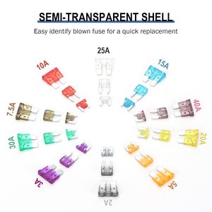 Kit de 180 Fusibles de Aleación para Automóviles con Indicador de CC, Repuesto con Baja Capacidad de Ruptura, Tamaños Estándar y Mini, Herramienta Extractora - Product Image 5