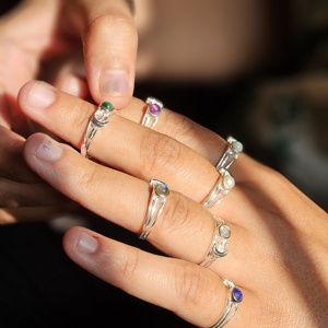 แหวนเงินดวงจันทร์ทันสมัยพร้อมฝังอัญมณีเครื่องประดับที่ดีสำหรับงานแต่งงานงานหมั้นขายส่ง - Product Image 1