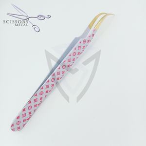 Pinzas de pestañas inclinadas antiestáticas de acero inoxidable con logotipo privado, pinzas de extensión de pestañas de belleza hechas en Pakistán, fábrica - Product Image 2