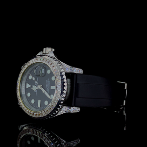 Reloj Mecánico Analógico de Acero Inoxidable de Lujo Personalizado al por Mayor, Estilo Hip Hop, con Esfera de Diamantes Moissanite de Dos Tonos, Resistente al Agua - Product Image 3