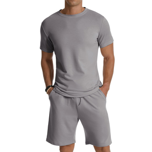 Chándal de verano transpirable al por mayor, ropa informal y cómoda de media manga, chándal de verano de algodón 100% para hombres - Product Image 1