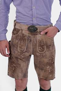 Le plus vendu Lederhosen hommes authentique allemand bavarois et Oktoberfest 2025 Costume pour hommes en cuir véritable marron fumé - Product Image 2