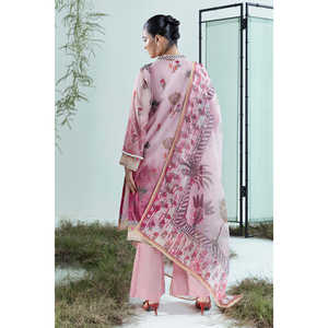 Conjunto de traje de 3 piezas estampado Monar Slub para mujer con detalles hechos a mano y dupatta de tela Khaddi FE-52072 - Product Image 6