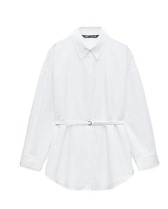 เสื้อลูกไม้สีขาวแขนยาวของผู้หญิงวัสดุพรีเมี่ยมหรูหรามีกระดุมตกแต่ง - Product Image 1