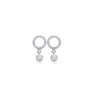 Boucles d'oreilles en CZ clair de conception ronde minimaliste en gros bijoux turcs en argent sterling 925 fabriqués à la main à la mode - Product Image 6