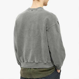 Sweat-shirt en molleton français style vintage, streetwear, délavé à l'acide, délavé, col rond surdimensionné, sweat-shirt en coton mélangé - Product Image 2