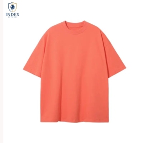 T-shirt en coton corail uni surdimensionné pour homme Index Apparel, col rond, manches courtes, coupe décontractée, longueur normale - Product Image 1