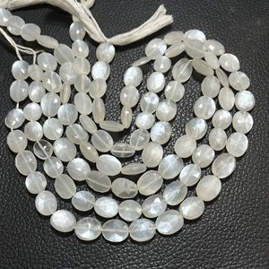 Pierre de lune blanche de haute qualité perles de forme ovale à facettes pépite de pierres précieuses naturelles fournitures de perles en gros - Product Image 4