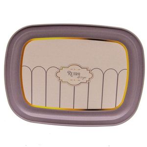 Bandeja de servicio Rectangular de Metal Retro de 235x305mm, Plato decorativo para té y café para servir alimentos - Product Image 1