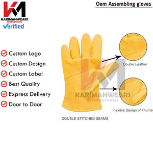Guantes de Trabajo de Cuero Duraderos OEM para Construcción, Precio al por Mayor, Guantes de Trabajo de Cuero Genuino al por Mayor con Entrega Rápida - Product Image 3