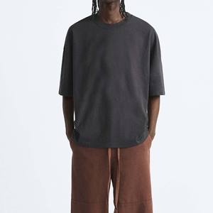 Camiseta con estampado de pantalla de alta calidad para hombre, camiseta de gran tamaño Vintage con lavado ácido para hombre, camiseta cuadrada de peso pesado 300 GSM para hombre - Product Image 1