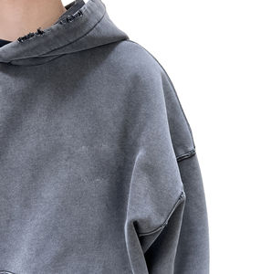 Sweat à capuche ample Vintage lavé à l'acide 100% coton pour hommes de haute qualité Style Streetwear 500 grammes hiver teint uni - Product Image 5