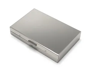 Silver Stainless Steel Cigarette Case Storage Case Holds 14 Cigarettes
