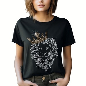 OEM T-shirt surdimensionné 100% coton de haute qualité pour hommes, décontracté, à manches courtes et imprimé de strass - Product Image 4