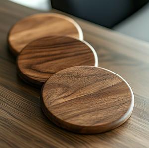 Juego de posavasos de nogal clásico hecho a mano de primera calidad, ecológico y duradero para el hogar, restaurante, boda, uso - Product Image 1