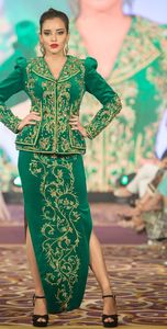 2024 nouveau superbe Zari broderie vert veste Karakou robe haute soie Net embelli cristal perles de verre perles Dabka travail - Product Image 2