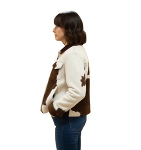 Chaqueta de Cuero con Pelo de Primera Calidad para Mujer, 100% Poliéster, Estilo Vintage, Abrigo de Piel Hecho a Mano, Premium, Sólido, Hasta la Rodilla - Product Image 6