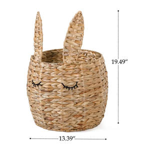 Cesta de jacinto de agua en forma de conejo, cesta de ropa sucia, arreglo familiar, mimbre de bambú, hierba de Jacinto tejida - Product Image 4