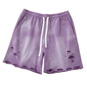 Short de jogging personnalisé en gros de haute qualité pour hommes ample décontracté en détresse lavé à l'acide Street Trend Shorts - Product Image 6