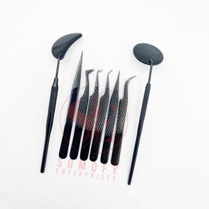 แหนบขนตาแบบปลายแหลมปลายแหลมปลายแหลมทำจากเส้นใยพลาสม่าสีดำฉลากตามต้องการ - Product Image 3