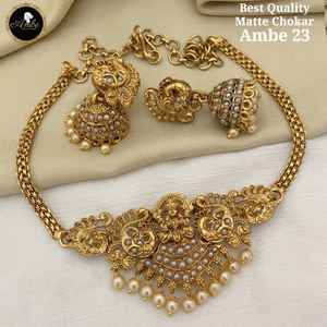 Parure de Bijoux de Temple Sud-Indienne Raffinée, Antique, Traditionnelle et Tendance et Ensemble Collier en Cuivre du Sud pour Femmes et Jeunes Filles - Product Image 4