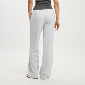 Pantalones de chándal de invierno para mujer de poliéster/algodón de 180g de peso pesado, pantalón de gran tamaño cálido de pierna ancha, cordón de cintura alta lavado de lana - Product Image 2