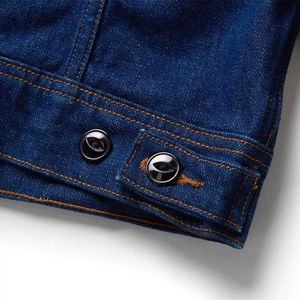 Men Denim Jean Jacket 100% Cotton High Street Style Breathable Outerwear Winter Stand Collar Front Logo Custom Size - Product Image 5