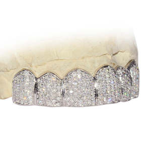 Luxe 14k 18K Or Blanc Hip Hop Personnalisé Grillz 925 Dents en Argent Grillz Glacé VVS Moissanite Diamant Grillz Dents pour Hommes - Product Image 3