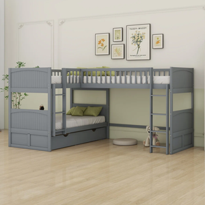 Lineage Corporation lit double en bois massif cadre robuste lit mezzanine supplémentaire meubles de chambre à coucher adaptés aux enfants rangement de taille double - Product Image 3
