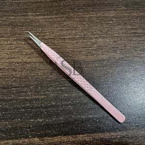 Pince à épiler fine à 90 degrés, blanche, pailletée, outil de beauté, impression de logo personnalisée, acier inoxydable, forte tenue, résistante à la transpiration - Product Image 3