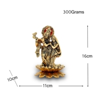 Estatua hecha a mano de Latón chapado en oro para decoración del hogar, estatua de pie con diseño de Radha Krishna Idol Kamal, regalo de boda