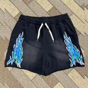 Pantalones cortos de algodón vintage de verano personalizados al por mayor pantalones cortos de lana estilo callejero con impresión personalizada - Product Image 3