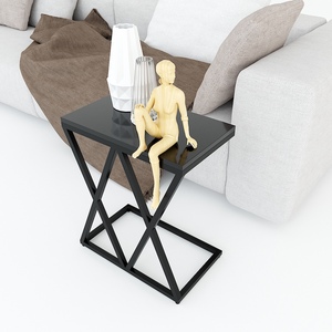 XConcept Contemporary Design Side <b>Table</b> Rubber Wood with Iron Frame (SST008) - Product Image 2