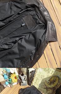 Veste en cuir véritable pour homme, col blanc, veste en cuir de veau, cuir de vache naturel, manteau pour homme, coupe ajustée, cuir de vache de première qualité, veste de motard - Product Image 3